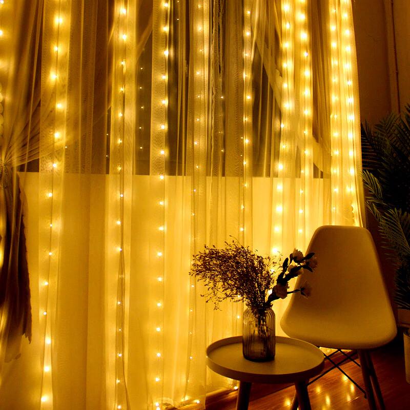 USB LED Curtain String Lights with Remote