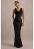 Robe Longue Elegante Satinée Coupe Ajustée Sirène Dos Nu 2025