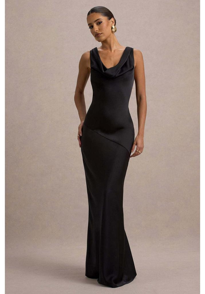 Robe Longue Elegante Satinée Coupe Ajustée Sirène Dos Nu 2025