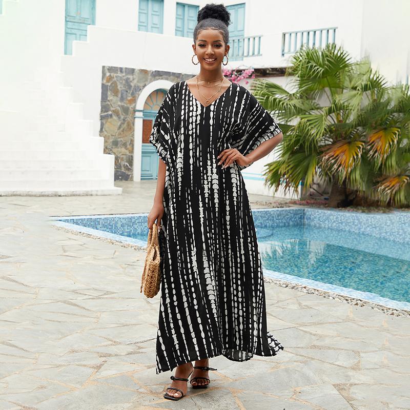 Bohemian Beach Kaftan Dresses for Women Tie Dye Summer Maxi Robe Summer Swimsuit Cover Ups Holiday Bathing Suits Factory Supply Big Sales