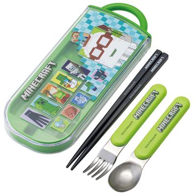 Bento Chopsticks Trio Set Minecraft Children's (Chopsticks, Spoon, Fork, 16.5cm, 26, Boys, TACC2-A)