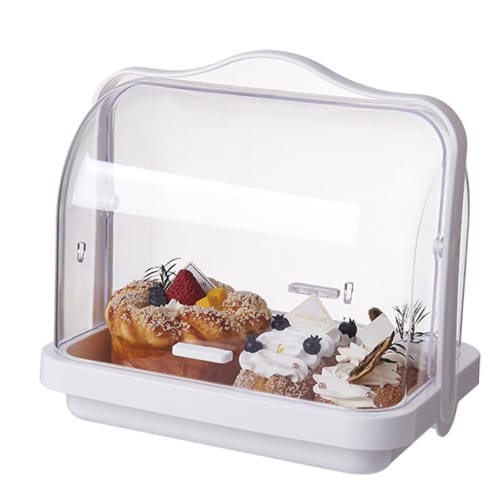 TAKEY Bread Storage Case, Bread Storage Case, Stylish Transparent Storage Container for Bread, Food, Condiments, and Tableware with Lid and Handle, Mu