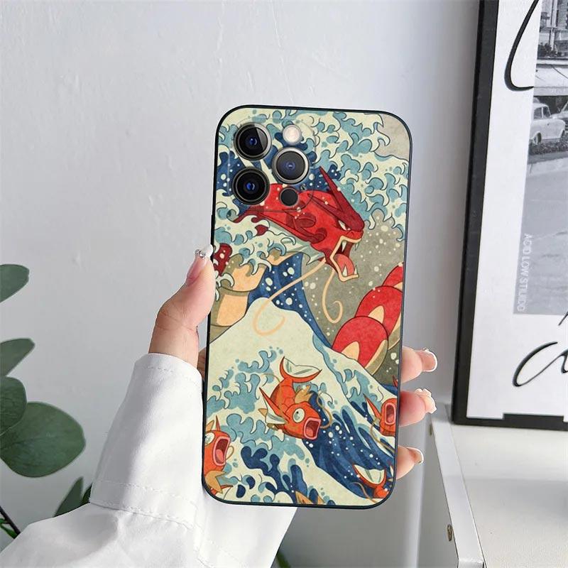 

Hokusai The Great Wave Anime Dragon Phone Case for iPhone 11 15 Pro Max Case Coque 14 Plus 13 Pro 12 11 X XR 8 SE TPU Soft Cover iPhone X(XS)
