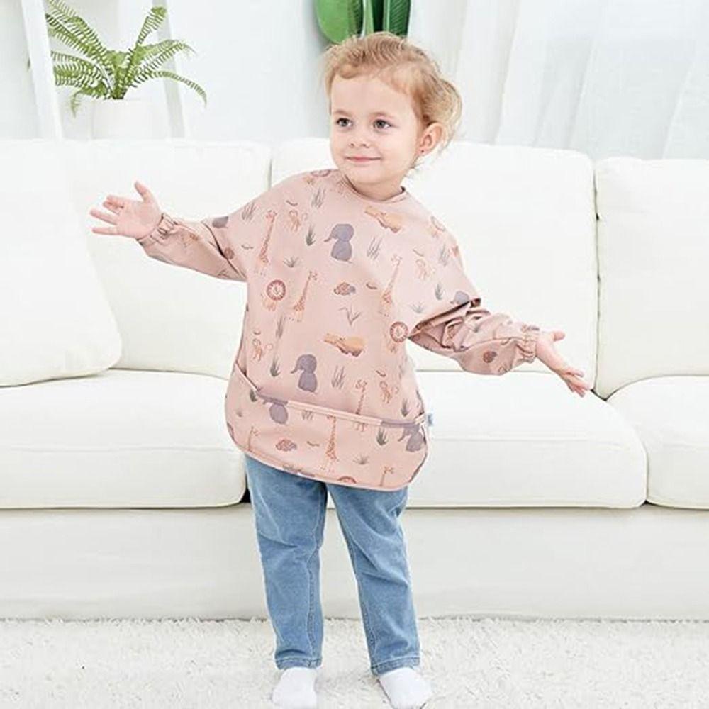 Full Sleeve Bib Outfit Machine Washable Full Coverage Apron Soft Mess Proof Baby Bib  Eating
