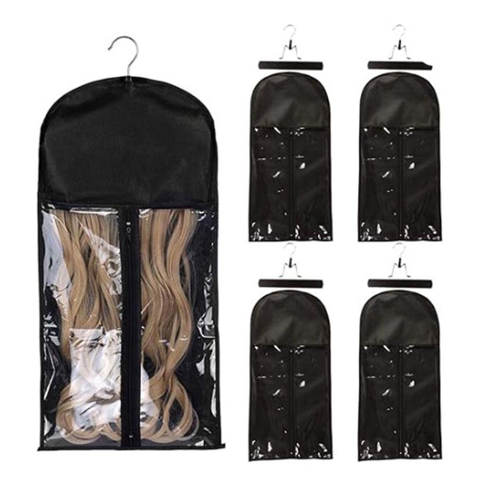 With Hanger Wig Storage Bag Water Dust-Proof Custom Logo Wig Bag Wooden Hangers Extra Long Wig Storage Organizer Daily Use