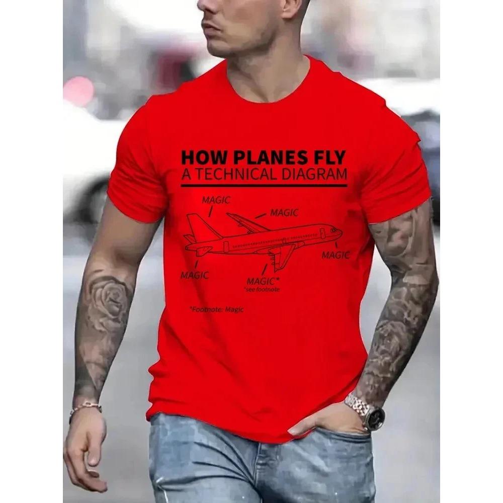 T Shirt Men Women How Planes Fly  Funny T-Shirt Short Sleeves Hip Hop T Shirt Funny Pilot and Airplane Flying Oversized Tee