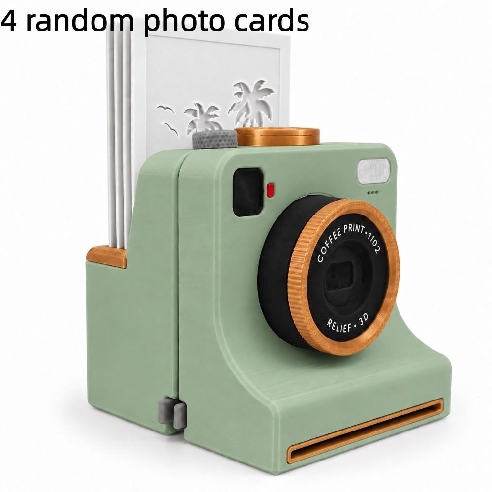 Funny 3D Printed Latte Camera Vintage Look Coffee Powder Print Camera Table Display