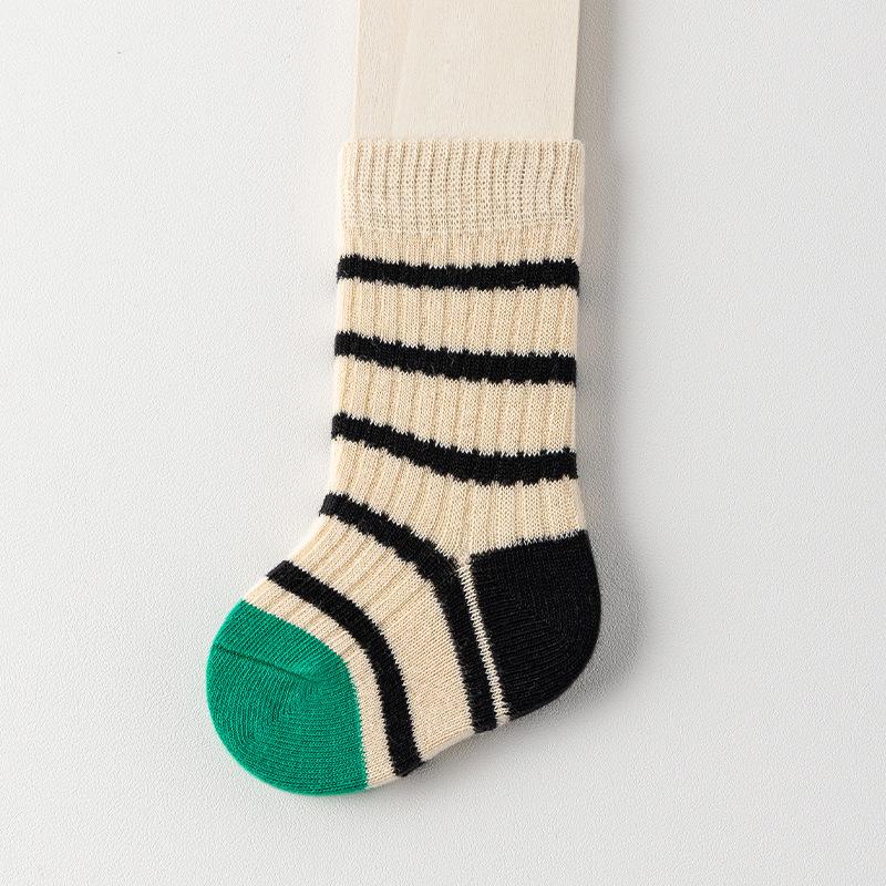 Korean Style Mid-Calf Cotton Socks for Newborns & Infants (0-12 Months) - Loose Fit for Spring, Autumn, Winter