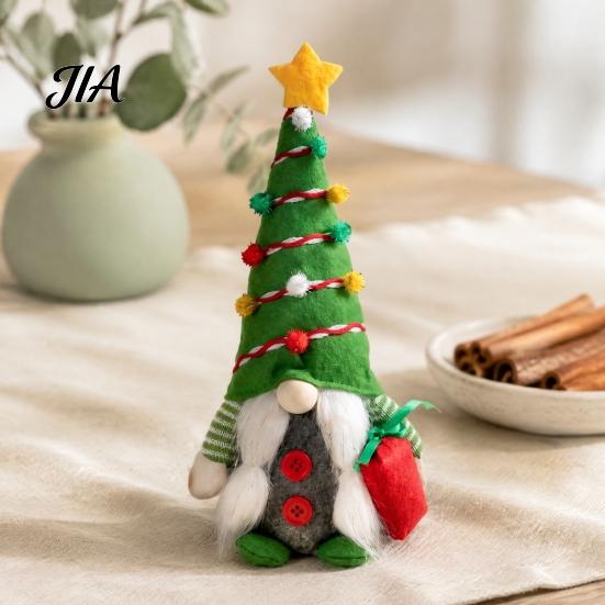 Plush Holiday Home Decor Christmas Gnome Figurines, Soft Fabric Handmade Doll, Snowflake Reusable Table Centerpieces And Tree Ornament for Farmhouse