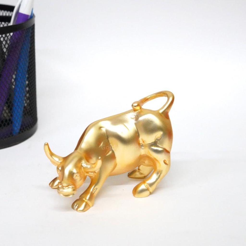 Gold Plated Vastu & Feng Shui Animals & Birds Set | Luck, Positivity & Wealth | Elephant, Bull, Kamdhenu Cow, (Gold Matte, 4 Inch)