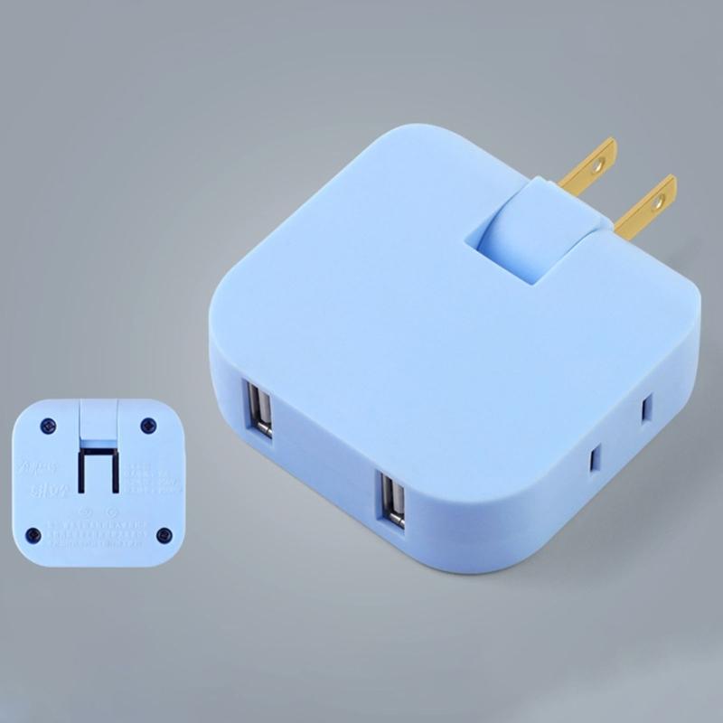 4 In 1 Rotatable Socket Converter Flat Pin Plug AC Outlet Extender Wall Tag Plug with 2USB Charge Adapter 180°Rotary