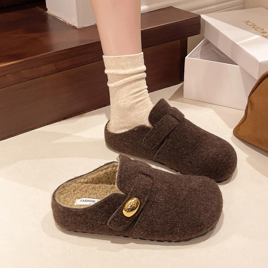 Autumn and Winter New Platform Slippers Temperament Retro Style Fashion Versatile with Skirt Temperament Bag Head Slippers Boken Shoes Tide