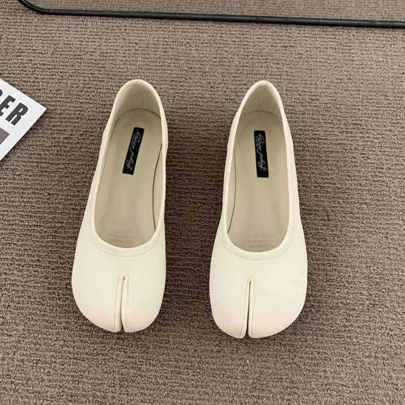 Fashion SUOJIALUN 2025 Spring New Brand Women Flat Shoes Fashion Split Toe Flats Shoes Women Slip On Casual Loafers Shoes Ballet Shoes