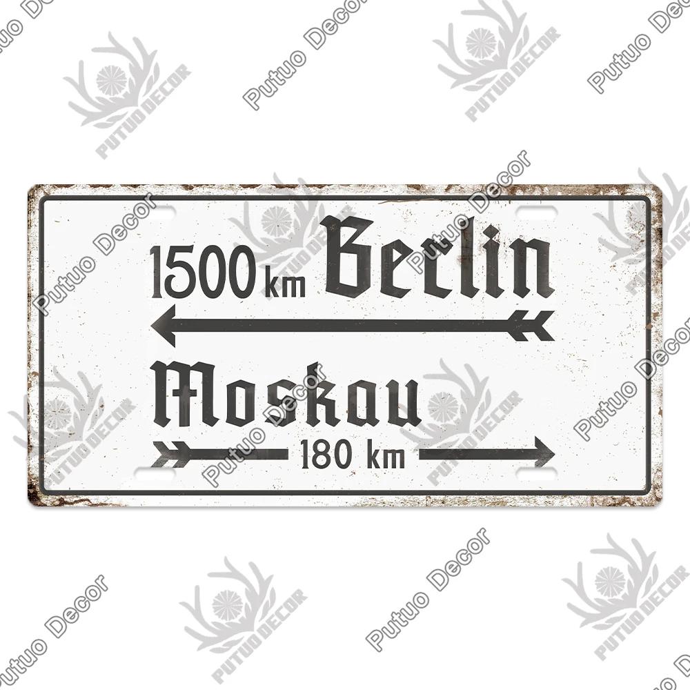 Putuo Decor Deutsche Kriegsgeschichte Vintage Metallschild mit Nummernschild-ähnlichem Design - Ideal für Garagen- und Heimwanddekoration