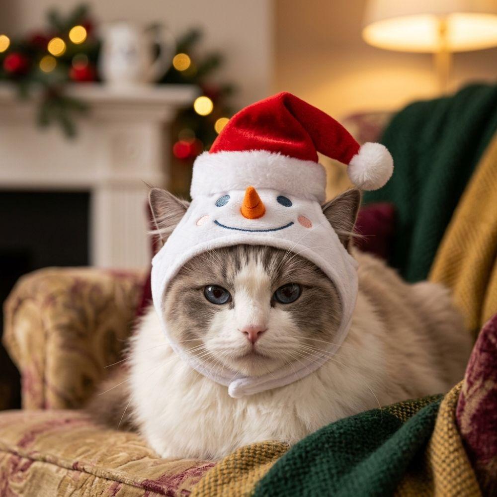 Adjustable Dog Xmas Plush Hat Skin Friendly Cat Costume Headwear Pet Dress Up