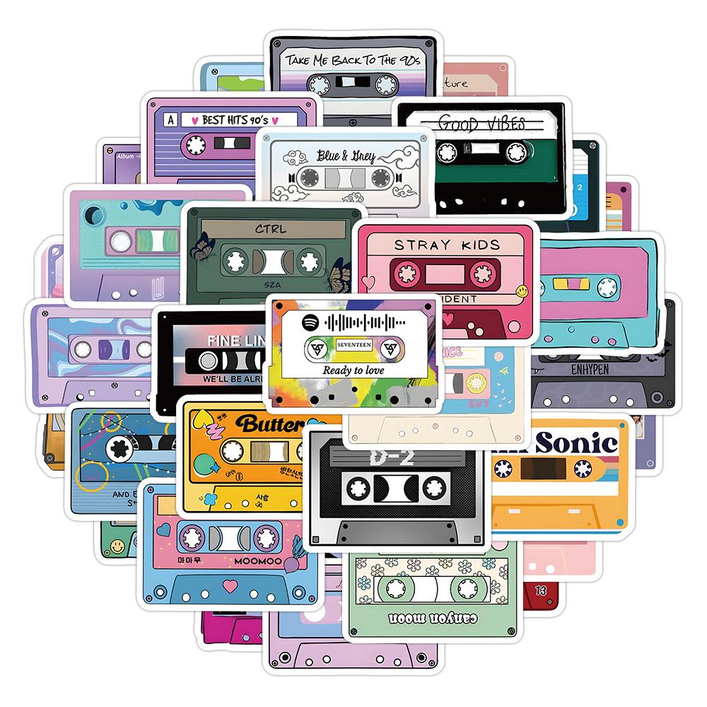 50Pcs/Set Retro Music Album Tapes Series 01 Stickers DIY Fashion Waterproof Doodle Decals Stickers