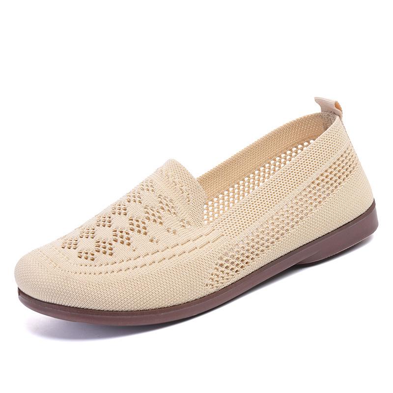 Women's Wide Fit Soft Sole Hollow Flyknit Mesh Shoes for Spring/Summer