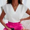 TIFICY Camicette e camicie con scollo a V a maniche corte con stampa tinta unita estiva casual alla moda da donna