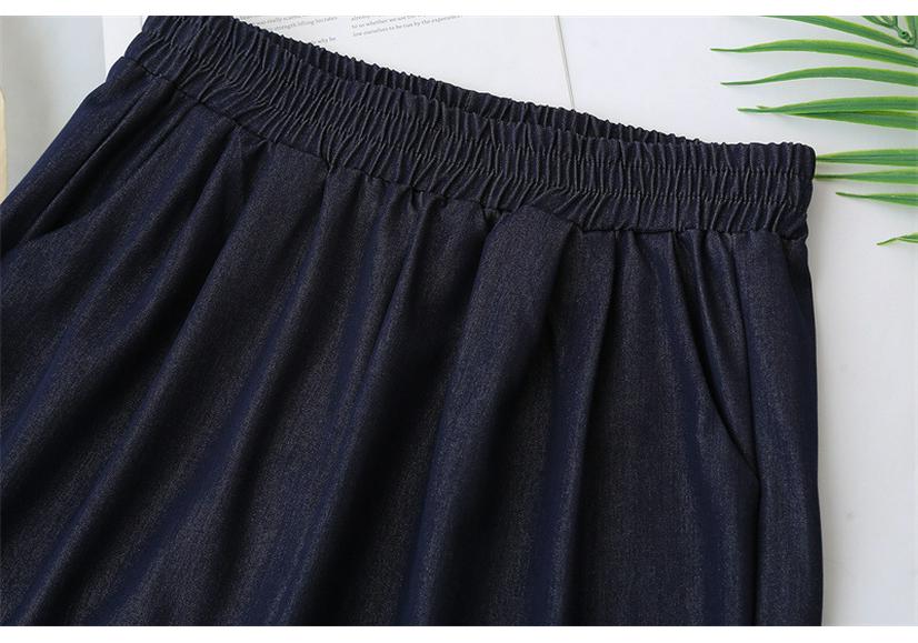 Plus Size Women's High Waist Lace Tencel Denim Capris Shorts - Slimming Wide Leg 