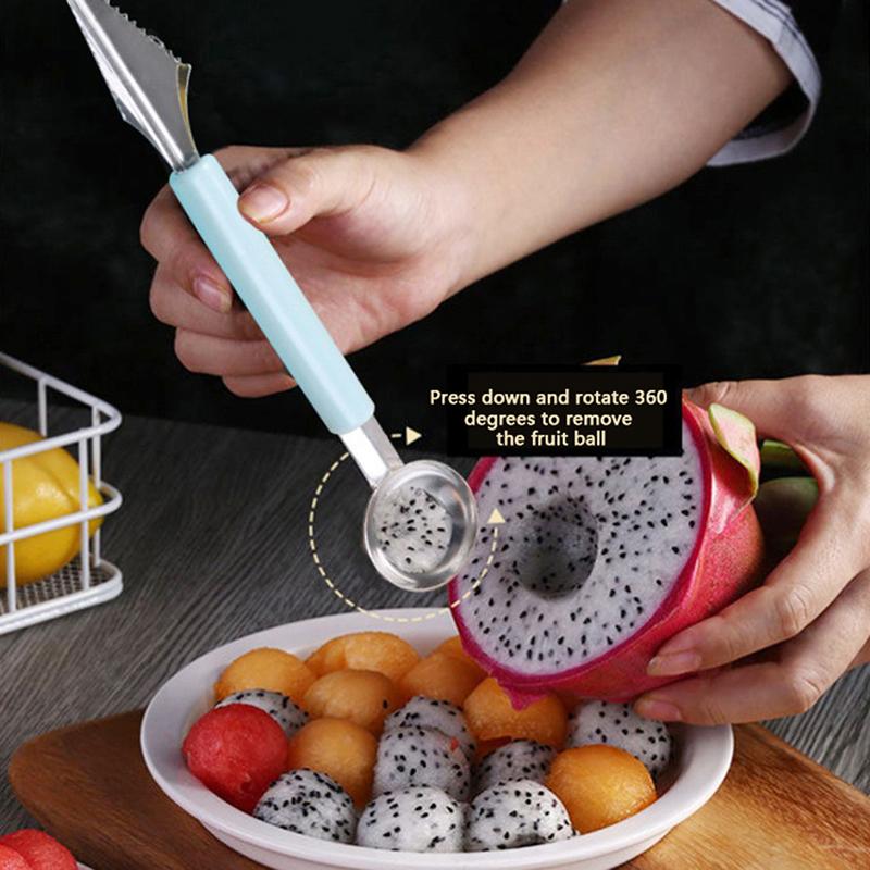 Double-Head Stainless Steel Fruit Platter Ball Digger Corrugated Carving Knife