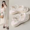 [Youshilai] 2025 New Beach Sandals One-word Buckle with Pearl Lady Sandals Gentle Color Scheme Classic