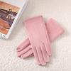 Multicolor Women Winter Keep Warm Touch Screen Suede Solid Simple Style Gloves Add Velvet Inside Not Bloated Prevent Cold