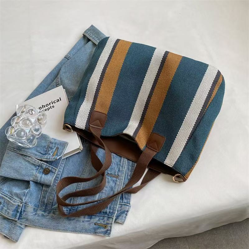 New Style Large-capacity Striped Single-shoulder Bag, Fashiable and Trendy Casual Handbag, Stylish Tote and Crossbody Bags sac