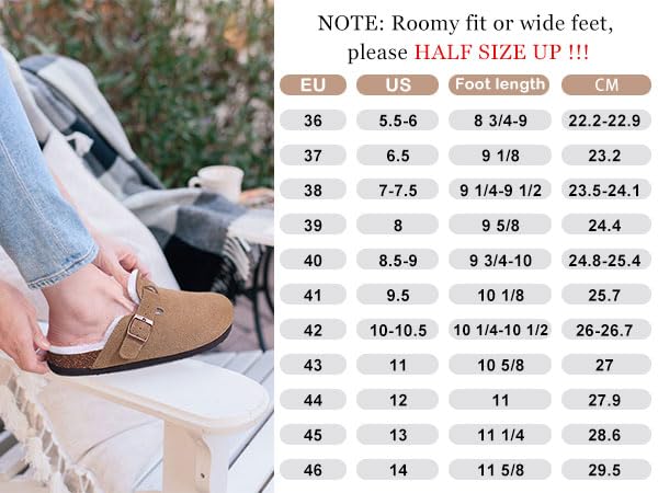 Fashion Crestar Women's Fuzzy Clogs Slippers Winter Warm Plush Cotton Slippers Fashion Cork Footbed Fur Clogs Slides Furry House Shoes
