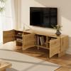 Modern TV cabinet with wave pattern – 155 cm media console with storage space, four doors and cable grommets in wood look, for the living room