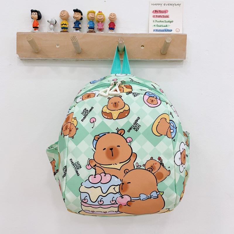 Backpack Children Capybara Zipper Design Adjustable Shoulder Schoolbag Straps