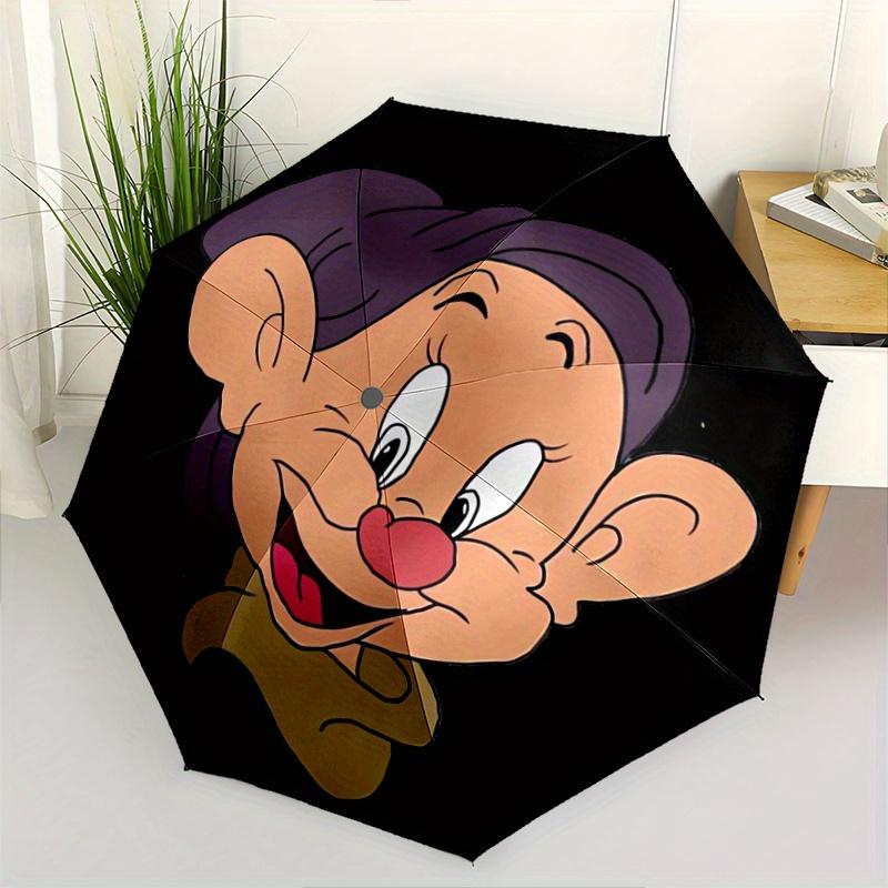 1pc Snow White Dopey Cartoon Pattern Automatic 3-Fold Umbrella, 8 Iron Frames, High-Value Folding Umbrella, Suitable for Office, Travel and