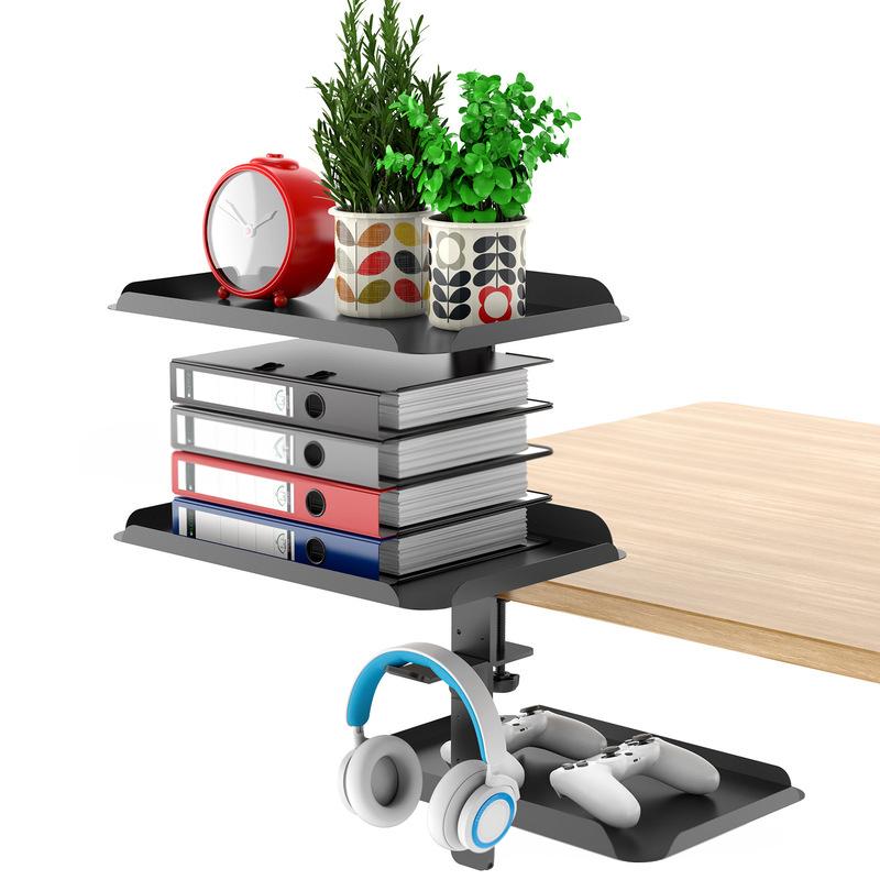 3 -Tier Multifunctional Desk Side Storage Rack Organize Your Workspace Effortlessly Adjustable Desktop Expansion Stand Cup Holde