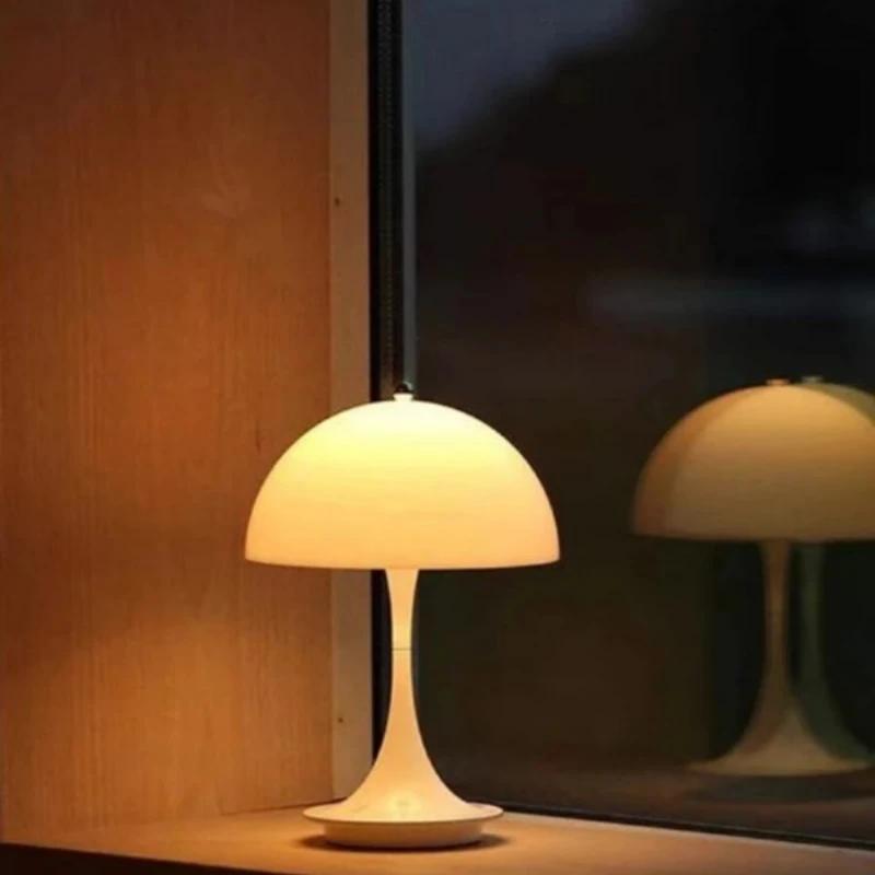 Modern Bedside Mushroom Table Lamp Bedroom USB Rechargeable LED Night Light Room Dining Table Decorative Table Lamp Lighting