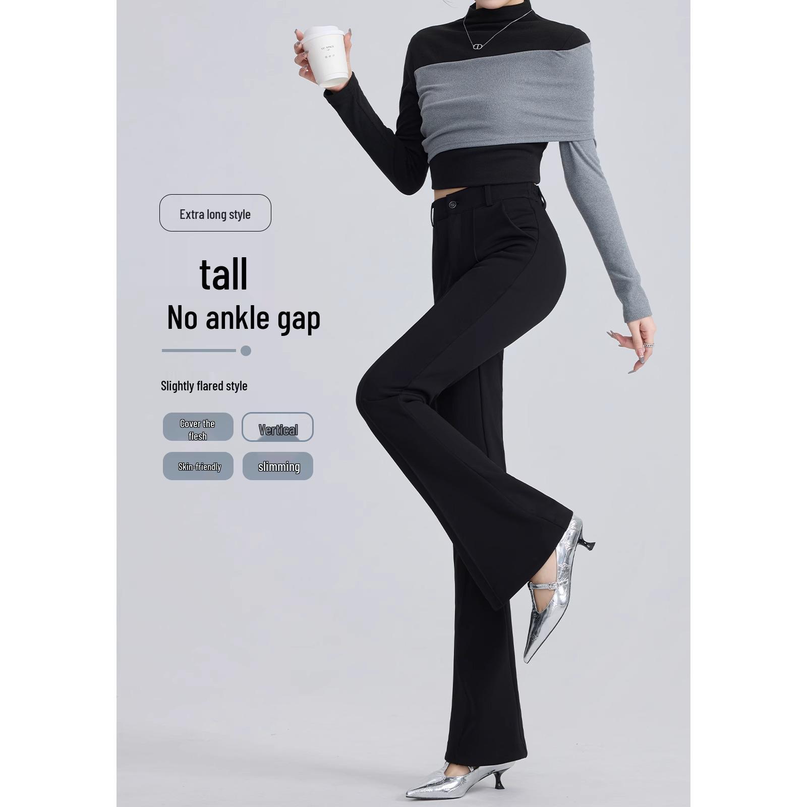 

Women s 2025 Spring High-Waist Slimming Extra Long Black Flare Pants M (96-105 lbs)