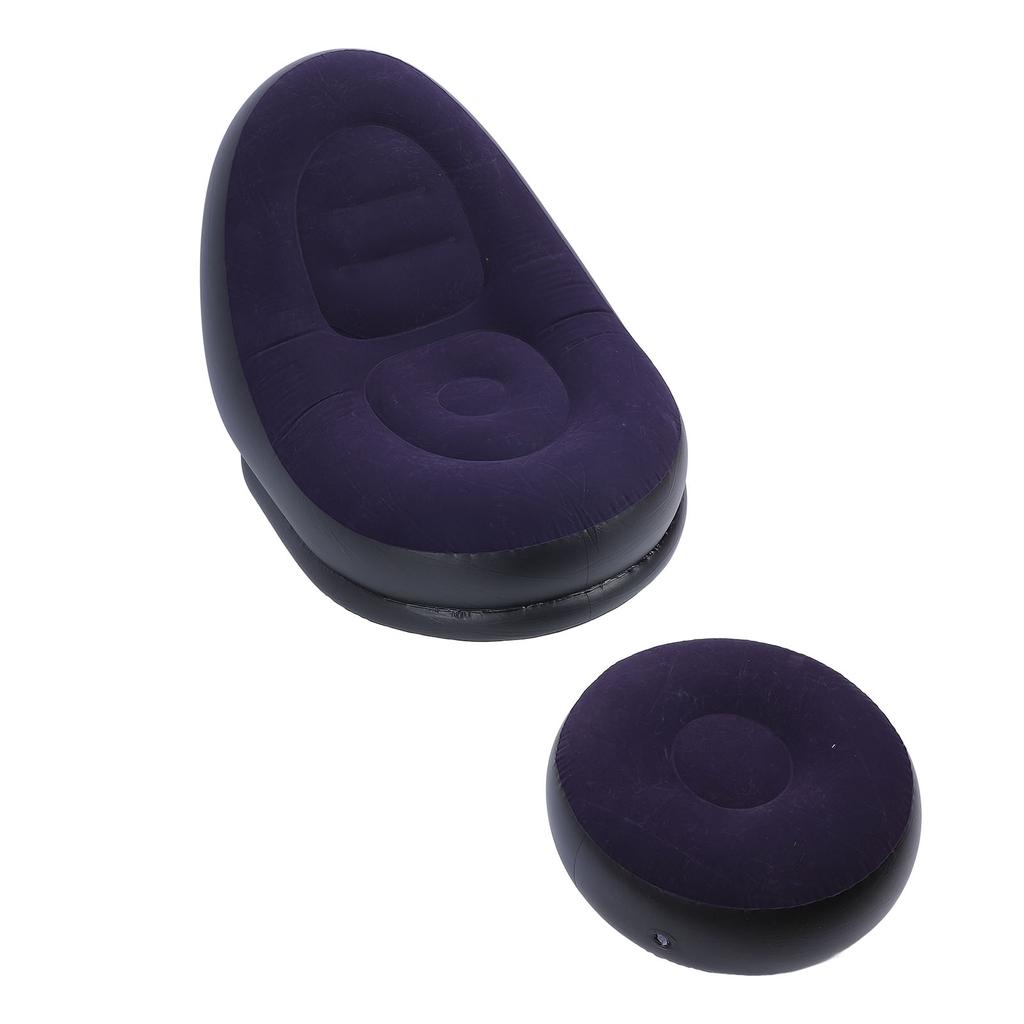Inflatable Sofa Chair Stylish Simple Soft  ing Blow Up Lounger Chair with Footstool for Living Room Outdoor Travel Camping Picnic