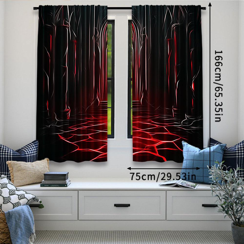 2 ks Marocké Hradní Závěsy Červená A Černá Barva Tmavý Styl Závěs Aplikujte Na Obývací Pokoj Ložnici Obchod Hotel