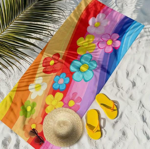 

The Oversized Quick Drying Beach Towel Is Perfect for Swimming in The Pool Features Floral Striped Patterns on The Beach Towel W40*H60(CM)