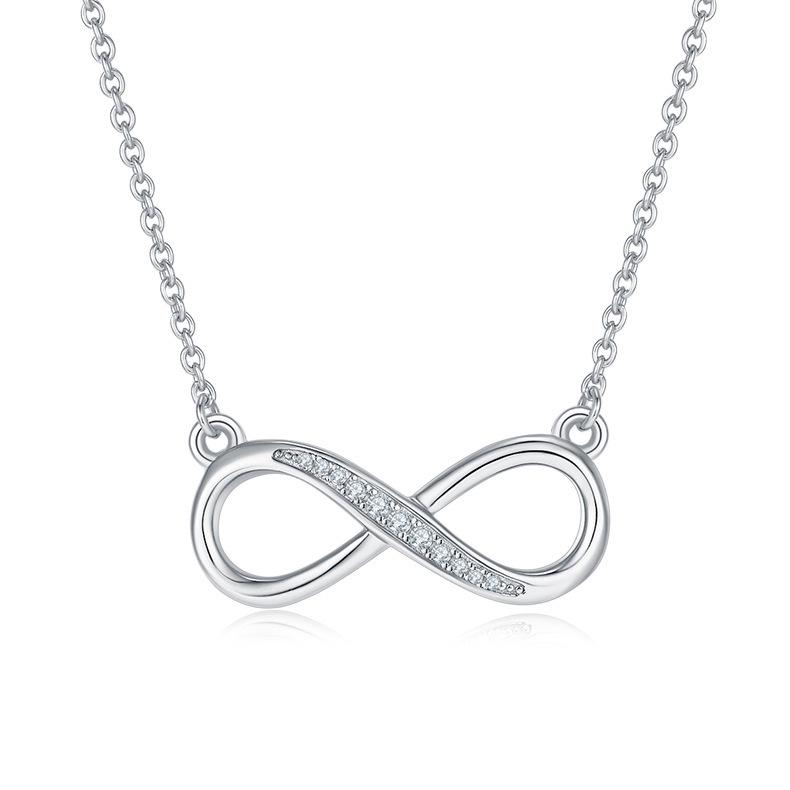 Infinity Symbol Moissanite Necklace, 18K Gold-Plated Sterling Silver Clavicle Chain for Women