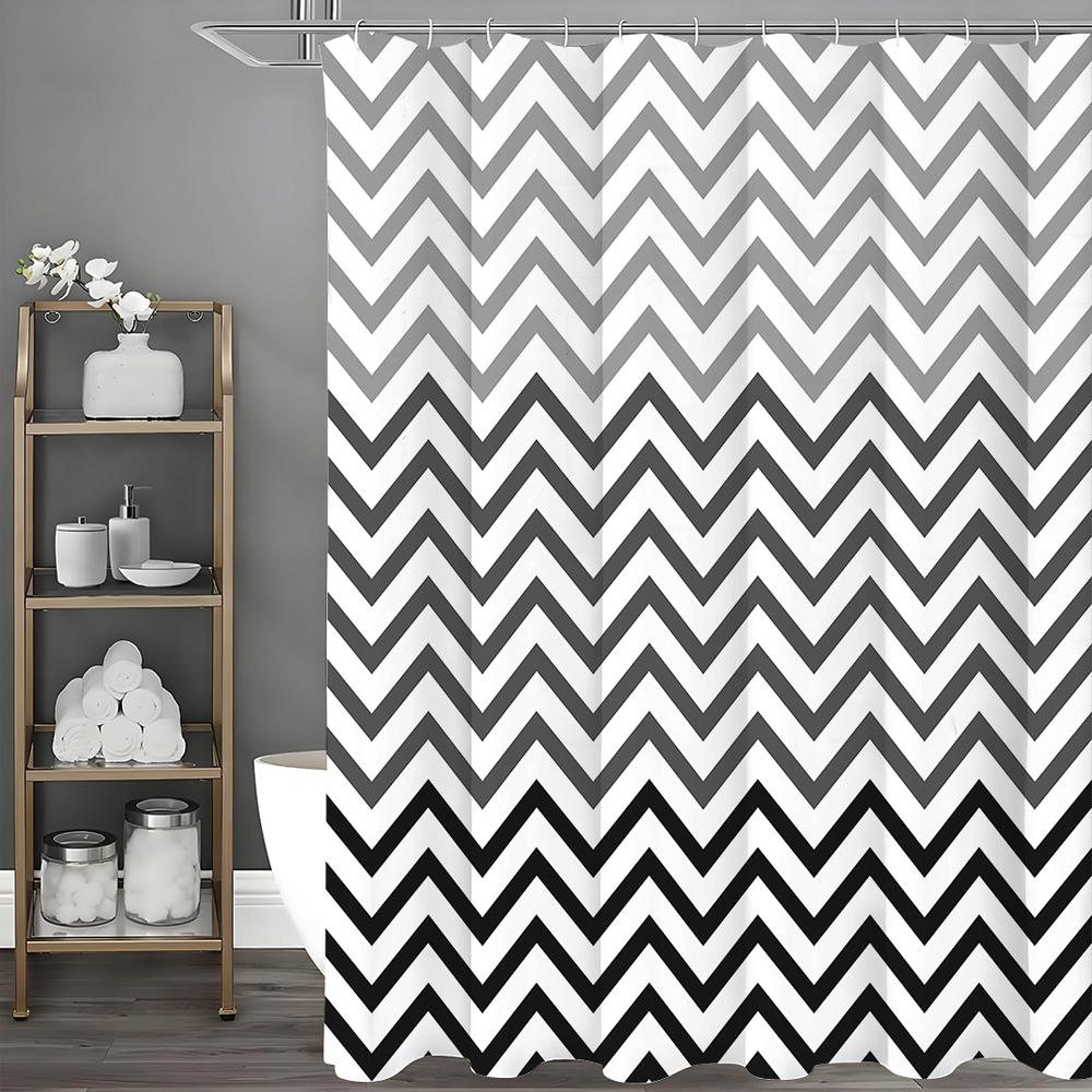 

Черная градиентная волнистая линия геометрическая современная минималистичная шторка для душа, декоративная шторка для душа для ванной комнаты, водонепроницаемая шторка для душа 90*180cm