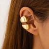 New 2Pcs/Set Creative Glossy Metal Clip Earrings For Women Personality Gold Color Non Piercing Ear Clips Punk Jewelry Gift
