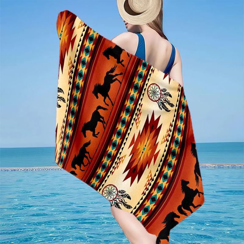 

Native American Pattern Beach Towel, Super Soft Microfiber, Gift for Her/Him, Birthday, for Pool, Beach, Travel, Home Decor Fan gifts 70cmx140cm(27x55inch)