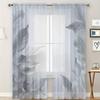2 pieces HD digital Grey leaves printed window screen home decor style decoration living room bedroom rod