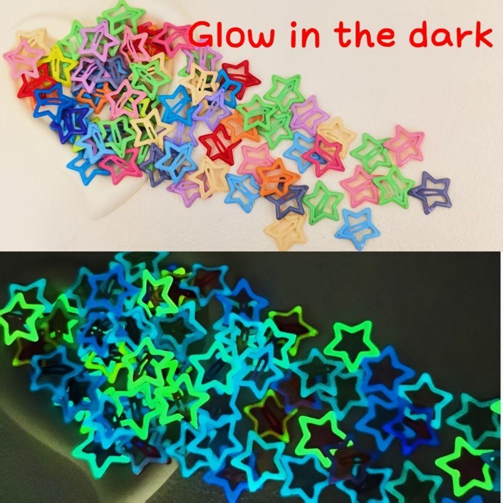 20Pcs Glow in The Dark Luminous Star Hair Clip Trendy Mini Luminous Barrettes Costume Dress Up