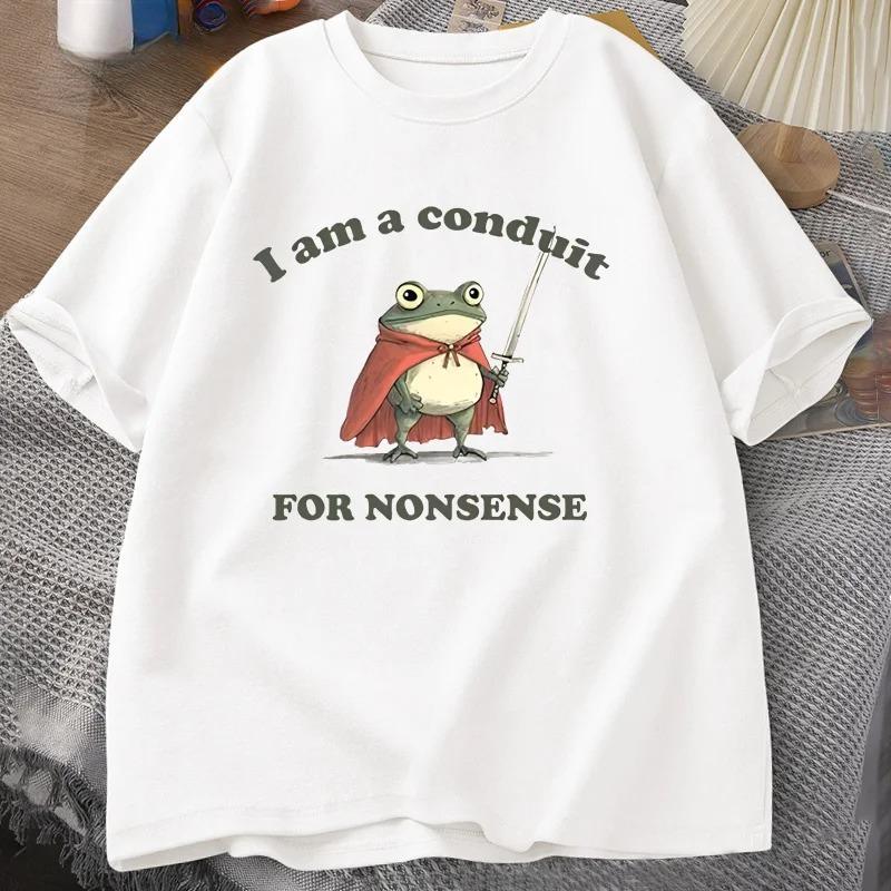 I Am A Conduit for Nonsense Tshirt Unisex Women Funny Weirdcore Frog Tshirt Tee Adults Graphic T Shirts Humor Women Clothes S