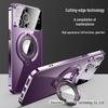 Magnetic Electroplating Clear Case for iPhone 15 Pro Max with Lens Film and New Style Bracket