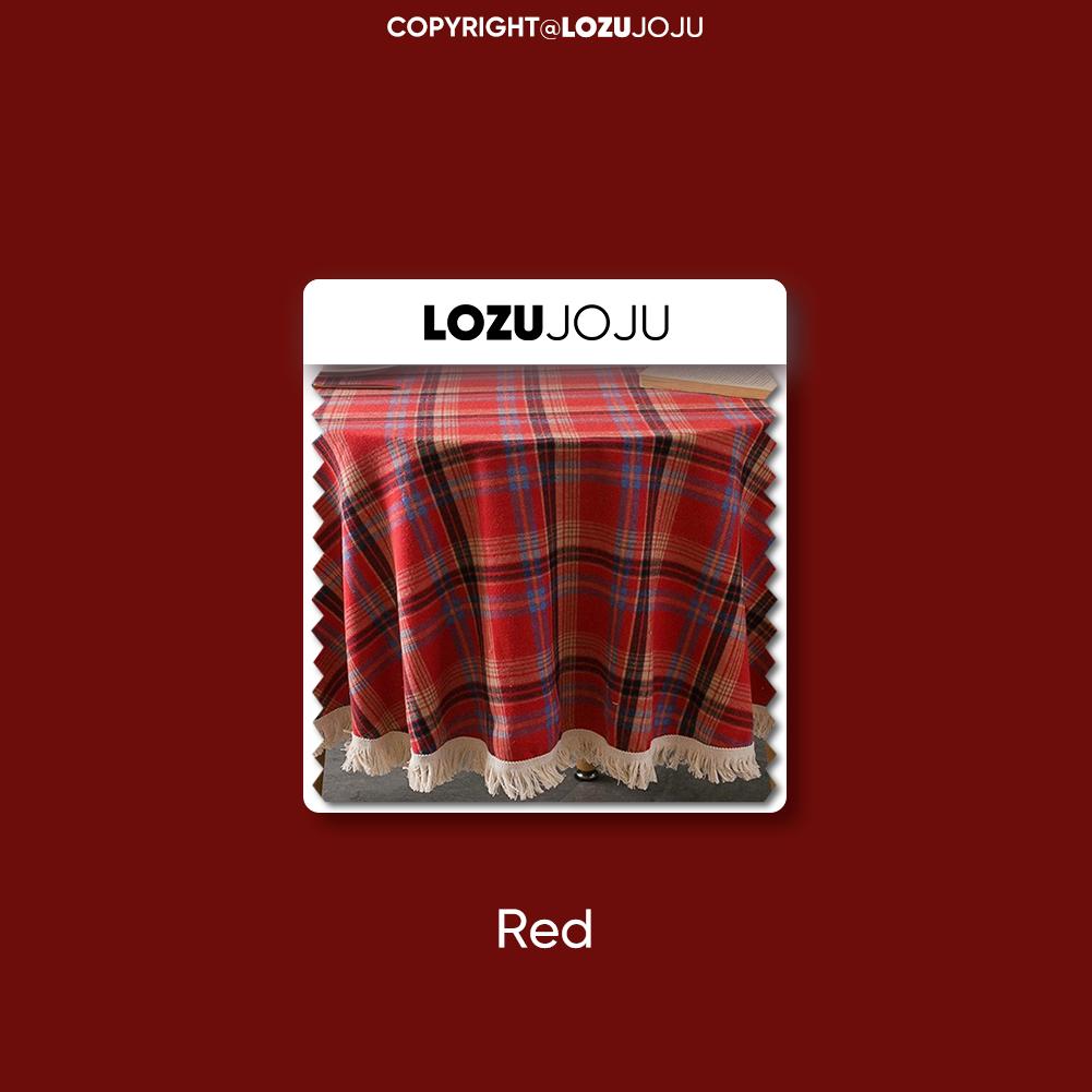 1PC LOZUJOJU Christmas Plaid Printed Tassel Edge Table cloth Retro Party Decoration Table cloth for Kitchen Dining Table Coffee Table Home Decor