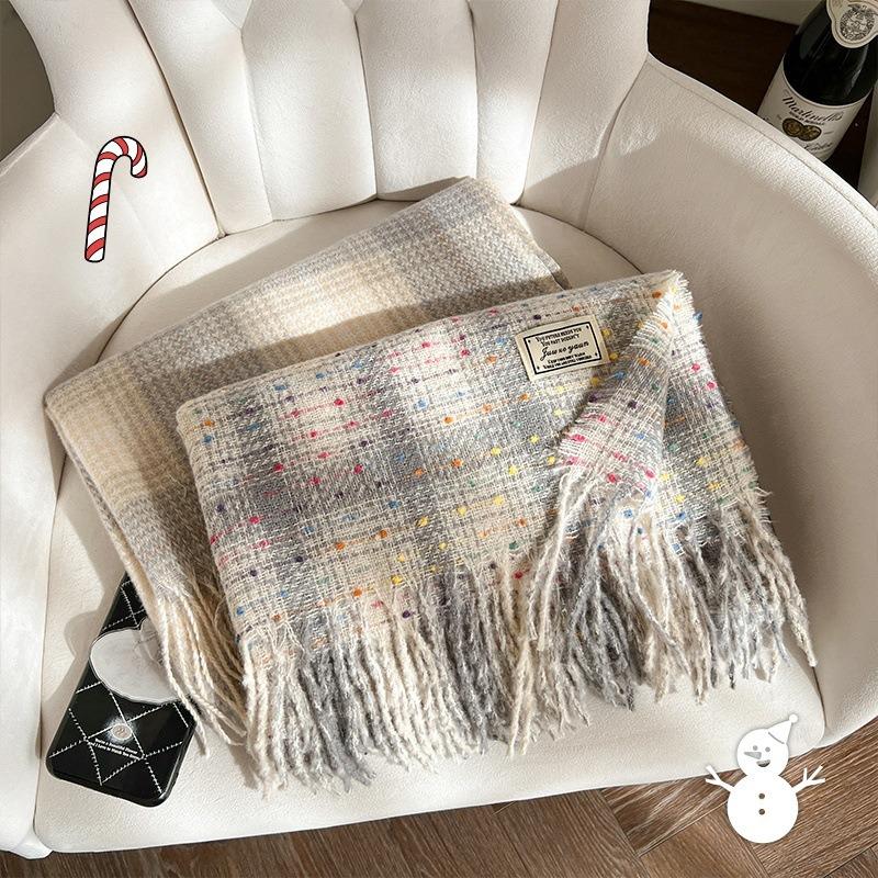 New quality scarf women's winter atmosphere Christmas gift warm scarf versatile soft waxy shawl