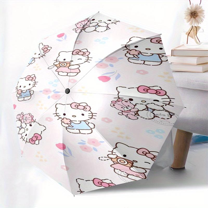 Hello Kitty,Floral Automatic Umbrella-Foldable, Durable 8-Bone Design, Compact and Stylish, Great for Camping, Halloween, Christmas, Mother'