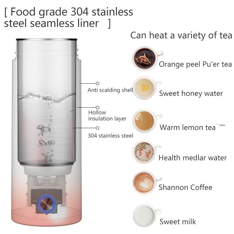 400ML Bärbar Elektrisk Vattenkokare Termokopp Kaffe Te Kaffe Rese Vattenkokare Temperaturkontroll Smart Vattenkokare Termos