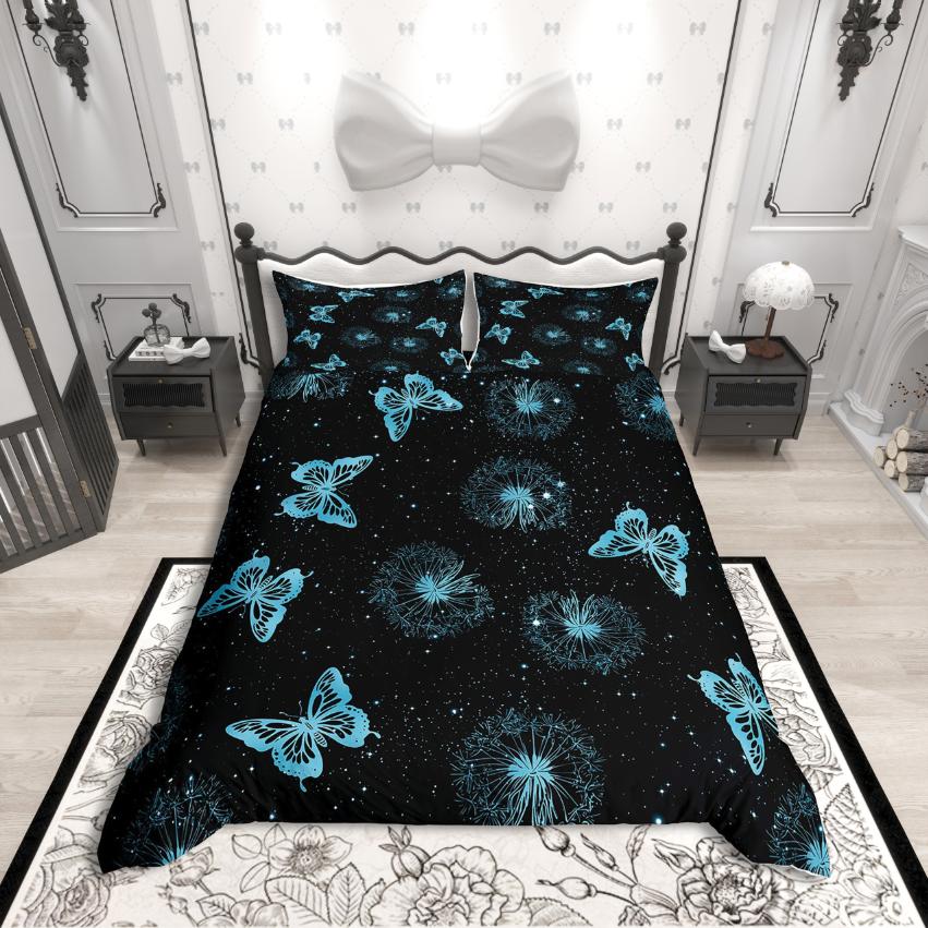 Homewish Flying Butterfly Duvet Cover SetChic Flower For Teens Bedding SetAbstract Gradient Decor